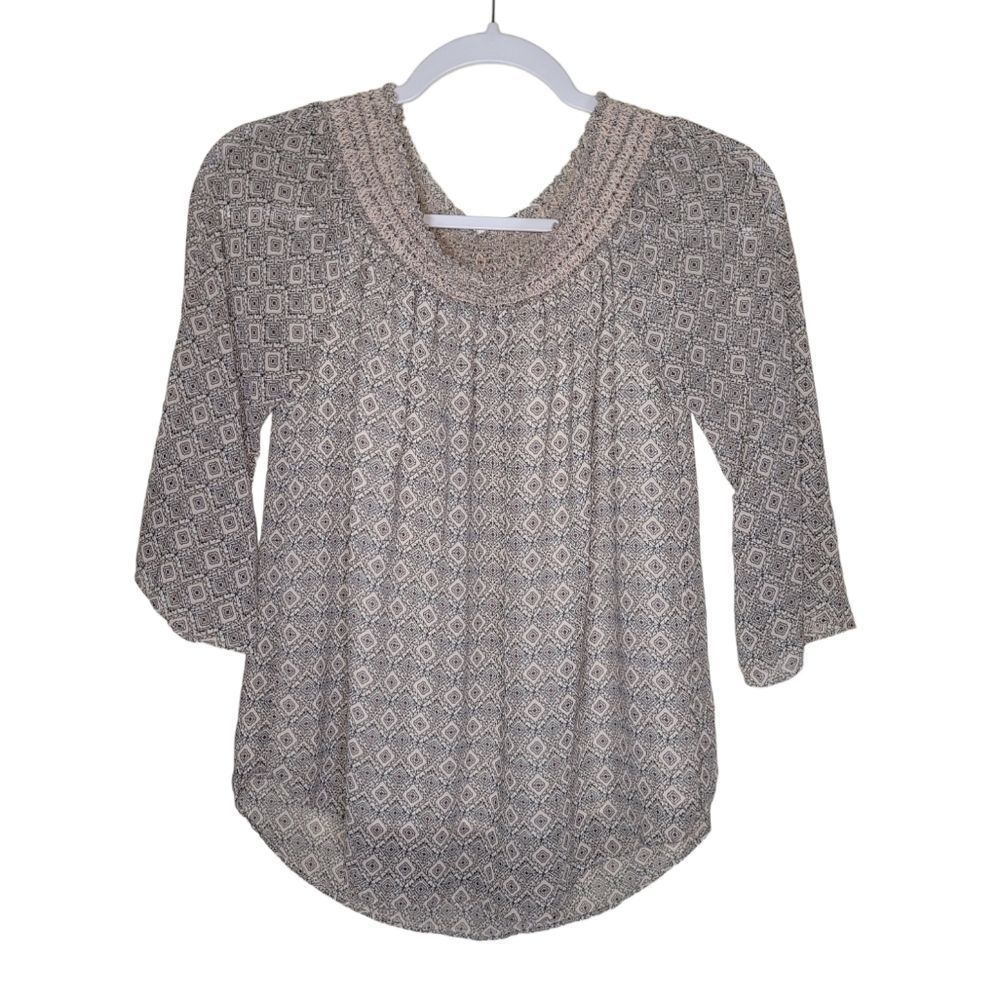 Rose+Olive Women's 3/4 Raglan Sleeves Off-Shoulder Flare Boho Blouse Top Size S